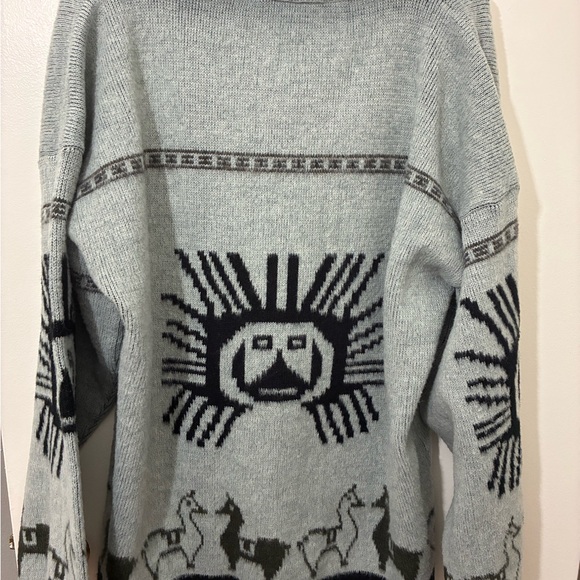 Mens handmade Otavalo wool sweater L/XL - Picture 5 of 6